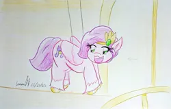 Size: 2048x1303 | Tagged: safe, artist:28_blitz, derpibooru import, pipp petals, pegasus, pony, g5, my little pony: a new generation, spoiler:my little pony: a new generation, image, jpeg, scene interpretation, solo, traditional art