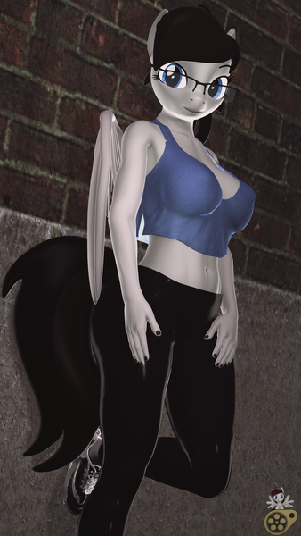 Size: 1080x1920 | Tagged: safe, artist:midnightdanny, derpibooru import, oc, oc:midnight harmony, unofficial characters only, anthro, pegasus, 3d, clothes, glasses, image, looking at camera, looking at you, pants, png, shirt, shoes, sneakers, solo, source filmmaker