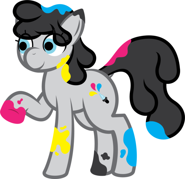 Size: 1694x1636 | Tagged: safe, artist:cutehorseprions, derpibooru import, oc, oc:silly stamp, unofficial characters only, earth pony, pony, cutie mark, dock, eyedropper, eyelashes, female, g4, image, mare, paint, paint in hair, paint on fur, paint on hooves, png, simple background, solo, tail, transparent background, vector