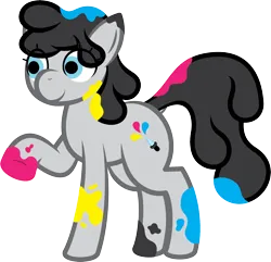 Size: 1694x1636 | Tagged: safe, artist:cutehorseprions, derpibooru import, oc, oc:silly stamp, unofficial characters only, earth pony, pony, cutie mark, dock, eyedropper, eyelashes, female, g4, image, mare, paint, paint in hair, paint on fur, paint on hooves, png, simple background, solo, tail, transparent background, vector