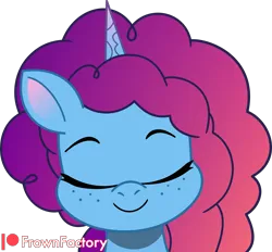 Size: 2855x2651 | Tagged: safe, artist:frownfactory, derpibooru import, pony, unicorn, g5, my little pony: tell your tale, eyes closed, female, horn, image, mare, misty brightdawn, png, simple background, solo, transparent background, vector