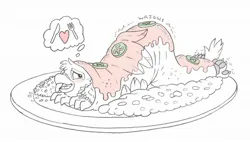 Size: 1783x1015 | Tagged: suggestive, artist:icaron, derpibooru import, gilda, gryphon, beans, blushing, chili pepper, cooking vore, enchilada, fetish, food, foodplay, g4, image, implied cannibalism, implied death, implied vore, jpeg, paws, person as food, plate, rice, this will end in death, vore, willing vore