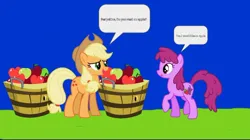 Size: 1080x605 | Tagged: safe, artist:hako33, derpibooru import, applejack, berry punch, berryshine, earth pony, pony, comic:applejack's apples, apple, food, image, jpeg