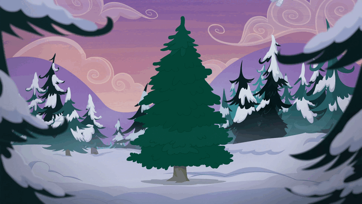 Size: 710x400 | Tagged: safe, derpibooru import, screencap, applejack, snowfall frost, spirit of hearth's warming past, starlight glimmer, pony, a hearth's warming tail, animated, gif, image, snow, time travel, tree