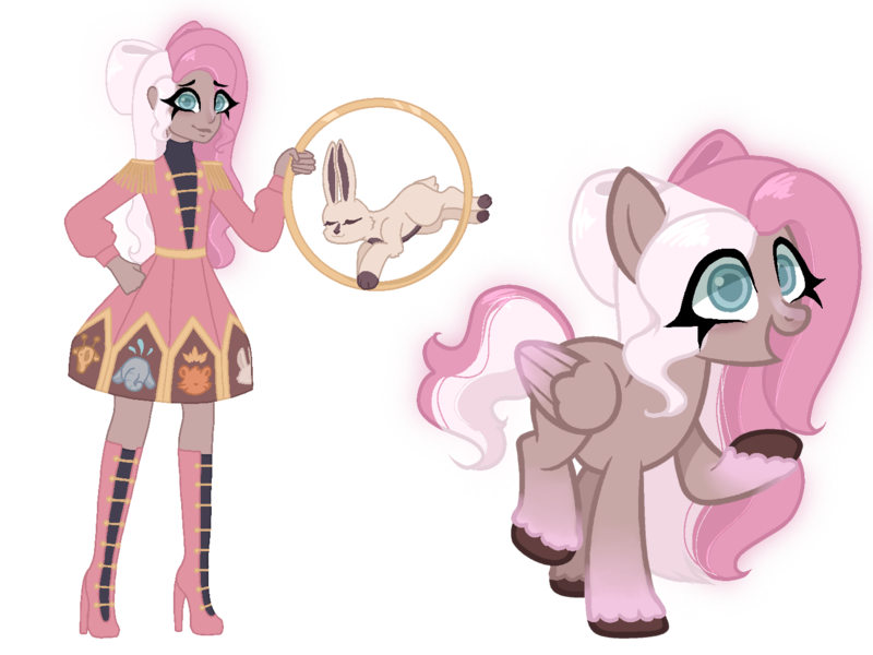 Size: 1440x1080 | Tagged: safe, artist:thatonenicekitty, derpibooru import, hoops, oc, oc:timid paws, unofficial characters only, pegasus, pony, rabbit, equestria girls, animal, boots, bow, clothes, coat, dress, equestria girls-ified, eyes closed, female, grin, hair bow, high heel boots, image, mare, markings, png, shoes, simple background, skirt, smiling, solo, transparent background, two toned mane, unshorn fetlocks