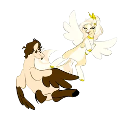 Size: 2000x2000 | Tagged: safe, artist:ponyevs, derpibooru import, oc, oc:bunny burrow, oc:orange sherbet, pegasus, pony, derpibooru community collaboration, 2024 community collab, flying, image, png