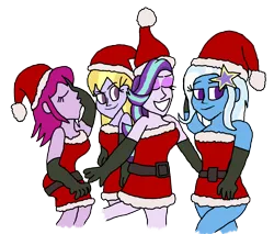 Size: 3024x2580 | Tagged: safe, artist:bigpurplemuppet99, derpibooru import, fuchsia blush, lavender lace, starlight glimmer, trixie, equestria girls, christmas, g4, holiday, image, png, trixie and the illusions