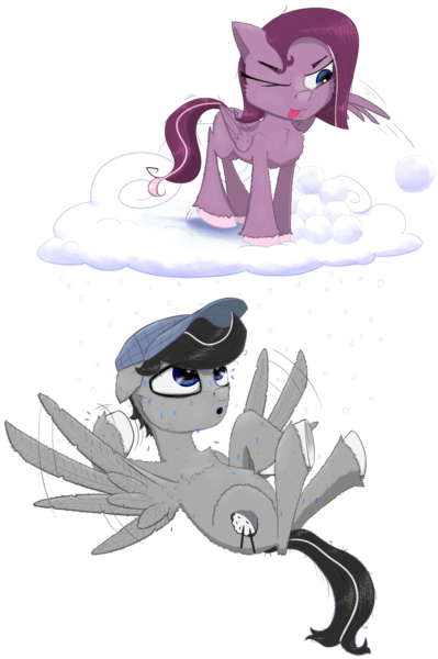 Size: 1500x2257 | Tagged: safe, derpibooru import, oc, oc:chopsticks, oc:cookie cutter, unofficial characters only, pegasus, pony, derpibooru community collaboration, 2024 community collab, cheek fluff, chest fluff, cloud, derpibooru exclusive, fanning self, father and child, father and daughter, female, filly, flying, foal, hat, image, male, on a cloud, one eye closed, open mouth, png, simple background, snow, snowball, snowfall, stallion, standing on a cloud, sweat, tongue out, transparent background, unshorn fetlocks, wing hold, wings