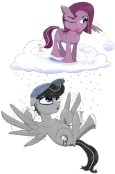 Size: 1500x2257 | Tagged: safe, derpibooru import, oc, oc:chopsticks, oc:cookie cutter, unofficial characters only, pegasus, pony, derpibooru community collaboration, 2024 community collab, cheek fluff, chest fluff, cloud, derpibooru exclusive, fanning self, father and child, father and daughter, female, filly, flying, foal, hat, image, male, on a cloud, one eye closed, open mouth, png, simple background, snow, snowball, snowfall, stallion, standing on a cloud, sweat, tongue out, transparent background, unshorn fetlocks, wing hold, wings
