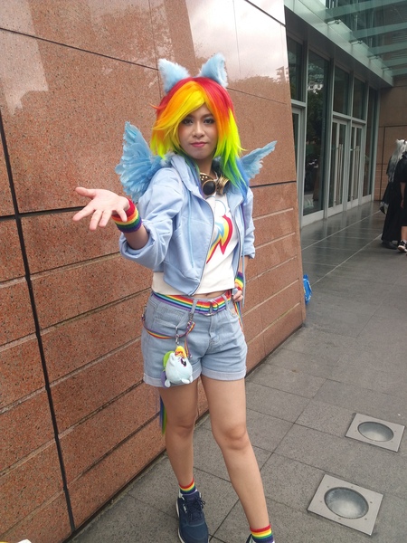 Size: 3456x4608 | Tagged: safe, artist:starlight_leane, derpibooru import, rainbow dash, human, clothes, comic fiesta 2023, cosplay, costume, g4, image, irl, irl human, jpeg, photo