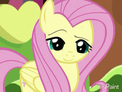 Size: 640x480 | Tagged: safe, artist:peanutfrogy, derpibooru import, discord, fluttershy, animated, bedroom eyes, chaos, discoshy, eye play, eyeroll, female, fluttershy's cottage, gif, image, looking at each other, looking at someone, male, scared, scary, seductive look, shipping, show accurate, stop sign, straight, wat