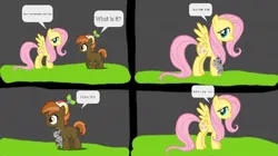 Size: 1080x604 | Tagged: safe, artist:hako33, derpibooru import, button mash, fluttershy, smarty pants, earth pony, pegasus, pony, comic:button mash's surprise, buttonbetes, cute, image, jpeg, unreadable text