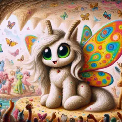 Size: 1024x1024 | Tagged: safe, ai content, derpibooru import, machine learning generated, prompter:mr.sy, oc, flutter pony, insect, moth, mothpony, original species, pegasus, pony, cave, cavern, image, jpeg