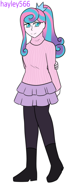 Size: 1117x2696 | Tagged: safe, artist:hayley566, derpibooru import, princess flurry heart, equestria girls, alternate hairstyle, boots, clothes, commission, cute, equestria girls-ified, female, flurrybetes, g4, high heel boots, image, leggings, older, older flurry heart, png, ponytail, shoes, simple background, skirt, solo, sweater, transparent background, winter, winter outfit