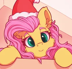 Size: 800x772 | Tagged: safe, artist:zeepheru_pone, derpibooru import, fluttershy, pegasus, pony, g4, christmas, cute, ear fluff, female, hat, holiday, image, looking at you, mare, png, santa hat, smiling, smiling at you, solo