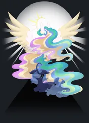 Size: 3281x4527 | Tagged: safe, artist:mrufka69, derpibooru import, princess celestia, princess luna, pony, curved horn, horn, image, png, s1 luna