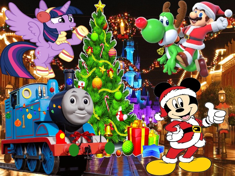 Size: 4032x3024 | Tagged: safe, artist:awesomegamedude10, derpibooru import, twilight sparkle, twilight sparkle (alicorn), alicorn, yoshi, christmas, christmas tree, female, holiday, image, jpeg, male, mario, mickey mouse, super mario bros., thomas the tank engine, tree