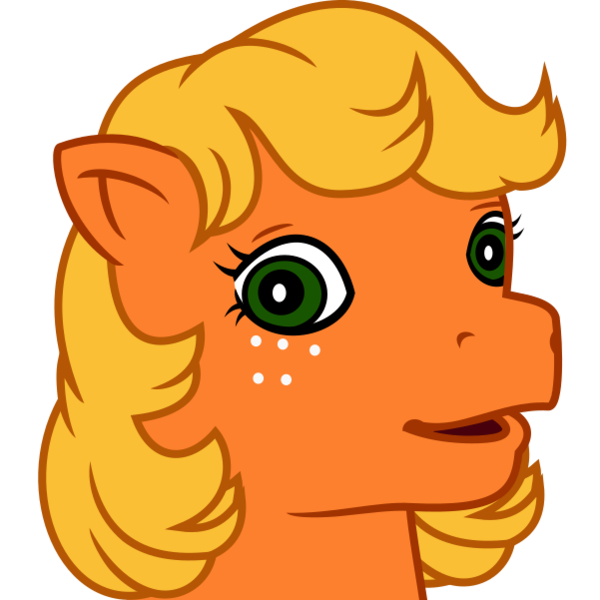 Size: 601x601 | Tagged: safe, artist:lightningbolt, derpibooru import, applejack (g1), pony, derpibooru, g1, .svg available, bust, derpibooru badge, derpibooru exclusive, female, freckles, image, looking at you, mare, meta, mlp fim's thirteenth anniversary, open mouth, png, simple background, solo, transparent background, vector