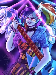 Size: 4500x6000 | Tagged: safe, artist:marubup, derpibooru import, rainbow dash, human, equestria girls, commission, crystal wings, doll, guitar, image, merchandise, musical instrument, png, solo, toy, toy interpretation, transformed, wings