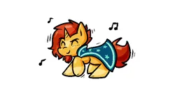 Size: 600x335 | Tagged: safe, artist:zutcha, derpibooru import, sunburst, earth pony, unicorn, cute, dancing, eyes closed, g4, image, missing accessory, music notes, no glasses, png, smiling, solo