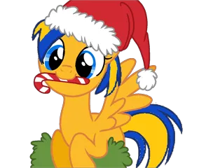 Size: 1280x1080 | Tagged: safe, artist:mlpfan3991, derpibooru import, oc, oc:flare spark, unofficial characters only, pegasus, pony, candy, candy cane, christmas, female, food, hat, holiday, image, png, santa hat, simple background, solo, transparent background
