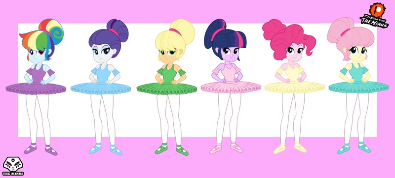 Size: 800x362 | Tagged: safe, artist:theminus, derpibooru import, applejack, fluttershy, pinkie pie, rainbow dash, rarity, twilight sparkle, human, equestria girls, ballerina, female, g4, image, jpeg, nutcracker