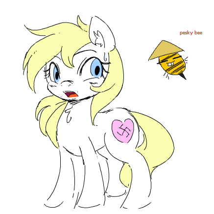 Size: 437x437 | Tagged: safe, artist:randy, edit, editor:strifesnout, ponerpics import, oc, oc:aryanne, bee, earth pony, insect, pony, aryan pony, chest fluff, china, colored, female, flockmod, hat, image, nazi, pesky, png, shocked, standing, swastika, welcome to the rice fields