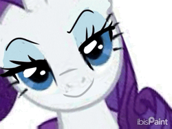 Size: 640x480 | Tagged: safe, artist:peanutfrogy, derpibooru import, rarity, pony, unicorn, animated, blinking, blushing, chaos, cute, dialogue, embarrassed, eye play, eyeball, female, flirting, g4, gif, ibispaint x, image, jumpscare, looking at you, raribetes, scary, show accurate, simple background, solo, stare, surprised, white background, xd