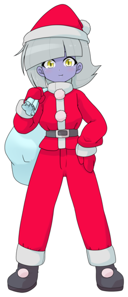 Size: 1168x2717 | Tagged: safe, alternate version, artist:batipin, derpibooru import, part of a set, limestone pie, human, equestria girls, breasts, christmas, clothes, costume, equestria girls-ified, hat, holiday, image, looking at you, png, santa costume, santa hat, santa sack, simple background, transparent background