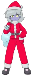 Size: 1168x2717 | Tagged: safe, alternate version, artist:batipin, derpibooru import, part of a set, limestone pie, human, equestria girls, breasts, christmas, clothes, costume, equestria girls-ified, hat, holiday, image, looking at you, png, santa costume, santa hat, santa sack, simple background, transparent background