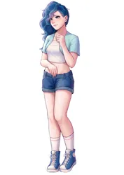 Size: 2480x3508 | Tagged: safe, anonymous artist, derpibooru import, human, g5, clothes, female, humanized, image, light skin, misty brightdawn, png, shoes, simple background, solo, white background