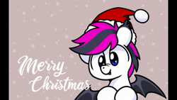 Size: 1920x1080 | Tagged: safe, artist:sugar morning, derpibooru import, edit, sound edit, oc, oc:lance, unofficial characters only, bat pony, animated, christmas, frame by frame, hat, holiday, image, male, multicolored hair, santa hat, solo, webm