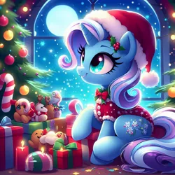 Size: 1024x1024 | Tagged: safe, ai content, artist:3d4d, derpibooru import, machine learning generated, trixie, christmas, holiday, image, jpeg