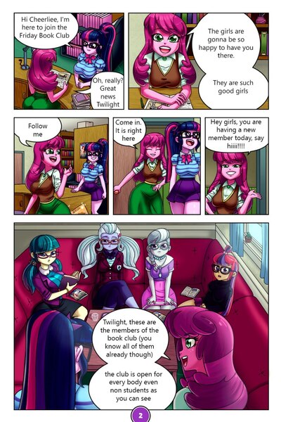 Size: 853x1280 | Tagged: suggestive, artist:joruze, derpibooru import, cheerilee, juniper montage, sci-twi, silver spoon, sugarcoat, twilight sparkle, comic:the book club, equestria girls, image, jpeg