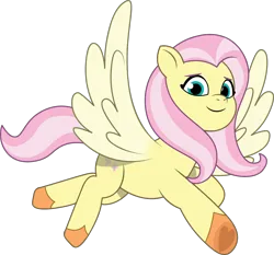 Size: 1058x985 | Tagged: safe, artist:prixy05, derpibooru import, fluttershy, pegasus, pony, g5, my little pony: tell your tale, female, g4, g4 to g5, generation leap, image, mare, png, simple background, solo, spread wings, transparent background, vector, wings