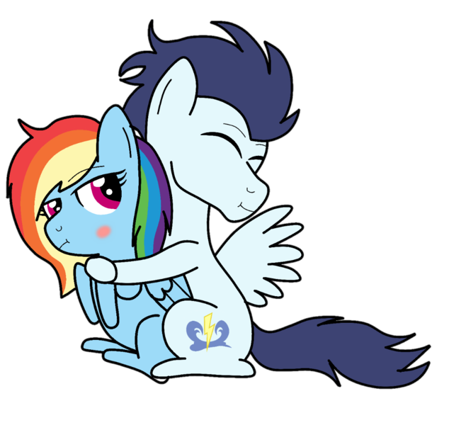 Size: 1130x1069 | Tagged: safe, artist:kannayui, ponerpics import, ponybooru import, rainbow dash, soarin', pegasus, pony, female, image, male, mare, png, shipping, simple background, soarindash, stallion, straight, transparent background