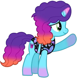 Size: 882x888 | Tagged: safe, artist:loladreamteam, derpibooru import, pony, unicorn, g5, my little pony: make your mark, clothes, female, g4, image, mare, misty brightdawn, png, rebirth misty, simple background, solo, swimsuit, transparent background