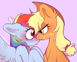 Size: 1989x1585 | Tagged: safe, artist:rtootb, derpibooru import, applejack, rainbow dash, earth pony, pegasus, pony, appledash, applejack's hat, blushing, cowboy hat, cute, embarrassed, female, females only, g4, hat, image, in love, lesbian, looking at each other, looking at someone, mare, png, shipping, sketch