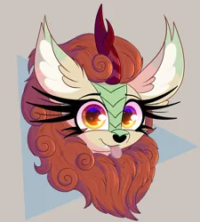 Size: 2679x2974 | Tagged: safe, artist:windykirin, derpibooru import, autumn blaze, kirin, big ears, bust, ear fluff, female, image, long eyelashes, looking at you, png, portrait, solo, tongue out