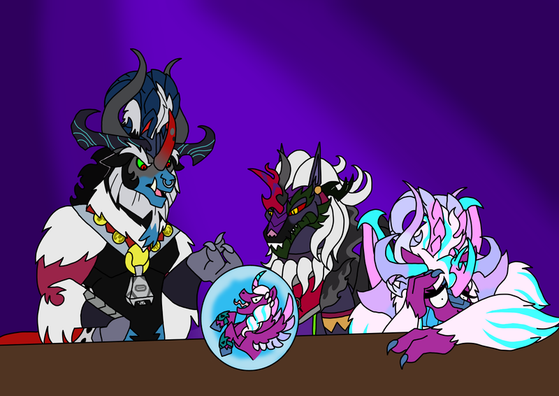 Size: 1414x1000 | Tagged: safe, artist:zetikoopa, derpibooru import, ahuizotl, grogar, king sombra, lord tirek, pony of shadows, storm king, oc, oc:alastor, oc:dark havok, oc:keiran, oc:phantom infinite, centaur, taur, g5, my little pony: the movie, amalgamation, ashemed, crystal ball, female to male, fusion, fusion:ahuizotl, fusion:dark havok, fusion:grogar, fusion:king sombra, fusion:lord tirek, fusion:phantom infinite, fusion:pony of shadows, fusion:storm king, image, male, opaline arcana, png, rule 63, species swap