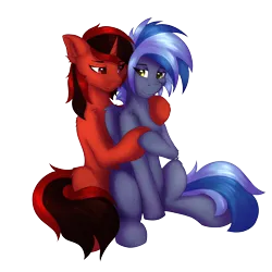 Size: 5000x5000 | Tagged: safe, artist:flapstune, derpibooru import, oc, oc:flaps tune, oc:pixi feather, unofficial characters only, pony, derpibooru community collaboration, 2024 community collab, eyeshadow, female, hug, image, looking at each other, looking at someone, makeup, mare, png, simple background, sitting, smiling, transparent background, wings