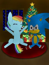 Size: 768x1024 | Tagged: safe, artist:alan-the-animeartist, derpibooru import, rainbow dash, pegasus, pony, christmas, christmas star, christmas tree, female, g4, holiday, image, jpeg, male, plushie, solo, sonic the hedgehog, sonic the hedgehog (series), tree