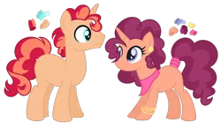 Size: 2588x1444 | Tagged: safe, artist:monochrome-sunsets, derpibooru import, oc, unofficial characters only, pony, female, image, magical lesbian spawn, male, mare, offspring, parent:pinkie pie, parent:saffron masala, parent:sunset shimmer, parents:saffronpie, parents:sunsetpie, png, stallion