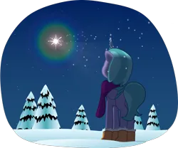 Size: 2252x1870 | Tagged: safe, artist:equestriaexploration, derpibooru import, pony, g5, image, png, shiny sparks, snow, solo, stars, tree