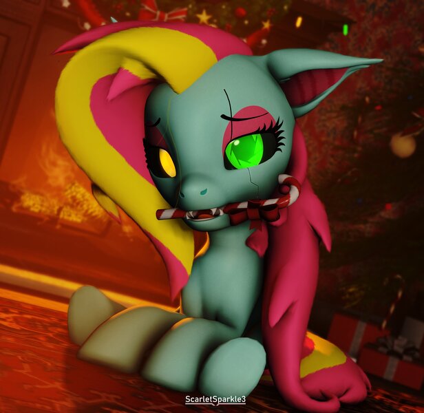 Size: 2218x2160 | Tagged: safe, artist:scarlet twinkle, ponerpics import, oc, oc:scarlet twinkle, unofficial characters only, pony, 3d, breasts, christmas, female, holiday, image, jpeg, looking at you, mare