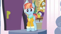 Size: 1280x720 | Tagged: safe, derpibooru import, edit, edited screencap, screencap, windy whistles, pegasus, pony, parental glideance, clothes, cute, door, female, image, inverted mouth, jacket, mare, png, smiling, solo, windybetes