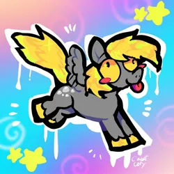 Size: 1440x1440 | Tagged: safe, artist:cinderthewolflady, derpibooru import, derpy hooves, pegasus, pony, :p, image, jpeg, solo, spread wings, tongue out, wings