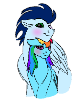 Size: 284x345 | Tagged: safe, artist:bella-pink-savage, ponerpics import, ponybooru import, rainbow dash, soarin', pegasus, pony, female, image, male, mare, png, shipping, simple background, soarindash, stallion, straight, transparent background