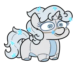 Size: 657x550 | Tagged: safe, artist:jargon scott, derpibooru import, oc, unofficial characters only, original species, plush pony, pony, unicorn, bridle, female, image, mare, plushie, png, seams, simple background, solo, squatpony, tack, transparent background