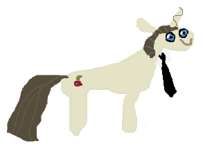 Size: 293x227 | Tagged: safe, artist:anonymous, apple polish, pony, unicorn, /mlp/, 1000 hours in ms paint, 4chan, background pony, clothes, female, image, mare, necktie, png, simple background, smiling, solo, white background